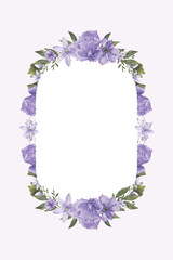 Purple Watercolor Flower Frame Arrangement