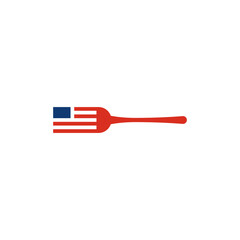 American flag combination with a fork. Logo design.