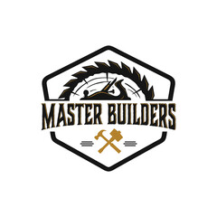 carpentry woodworking vintage vector template. wood works graphic in label badge patch emblem illustrations.