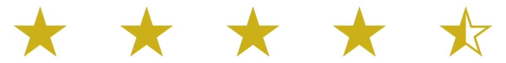 Five (5) Star Sign. Star Rating Icon Symbol for Pictogram, Apps, Website or Graphic Design Element. Format PNG