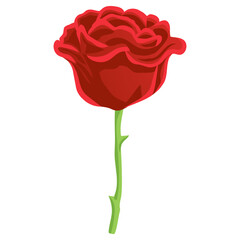 Red Rose Bud Flower Floral Flat Design Vector Art Drawing Illustration Icon