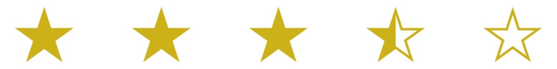 Five (5) Star Sign. Star Rating Icon Symbol for Pictogram, Apps, Website or Graphic Design Element. Format PNG