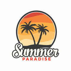 Fototapeta premium beach paradise vector template. summer sea graphic illustration.