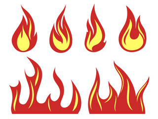  Collection of vector illustrations of flame. Fire or lights set.