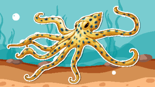 Thumbnail design with blue ringed octopus
