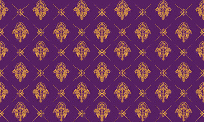 Abstract Seamless ornament on background. Wallpaper pattern Golden & Deep Purple