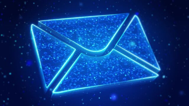 E-mail Digital Technology Virtual Screen HUD Hologram Hi Tech Loop concept. Mail Communication Connection message to mailing contacts phone Global Letters Email marketing internet correspondence