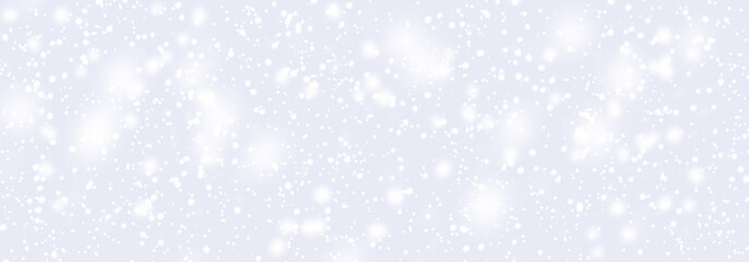 Abstract snowfall in heaven. Falling white snow winter on light blue sky background. Sweet pastel soft color