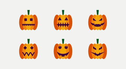 halloween pumpkin set vector illustration