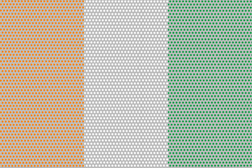 3D Flag of Ivory Coast on a metal wall background.
