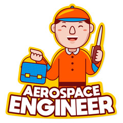 Aerospace Engineer profession vector mascot logo template