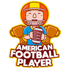 American Football Player profession vector mascot logo template