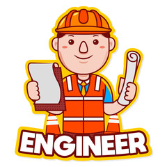 Engineer profession vector mascot logo template