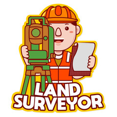 Land Surveyor profession vector mascot logo template