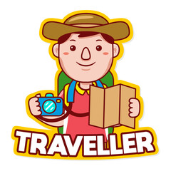 Traveller profession vector mascot logo template