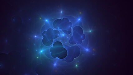 3D rendering abstract multicolor technology fractal light background