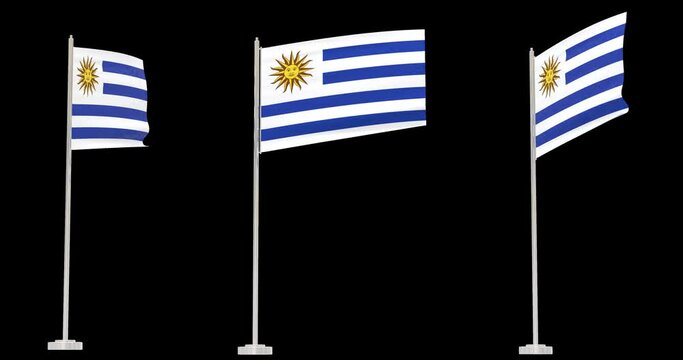 Uruguay flag waving, alpha