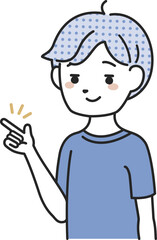 指を差して説明する男性