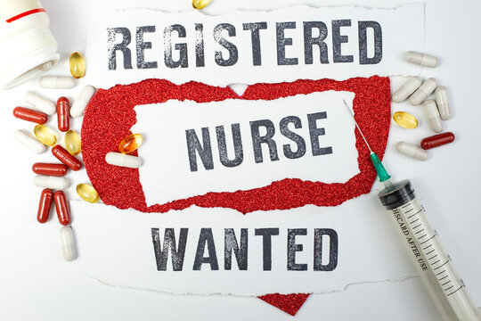 Registered Nurse wanted written with stamp letters