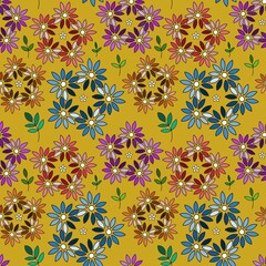 Seamless pattern of flowers with gradient effect 