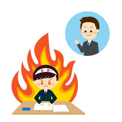 勉強に燃える学生と先生