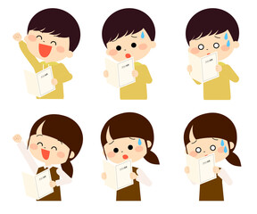 テスト結果と学生の表情セット