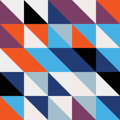 Abstract geometric Bauhaus pattern design. Vector circle, triangle and square lines color art design. Colorful Bauhaus background pattern. 