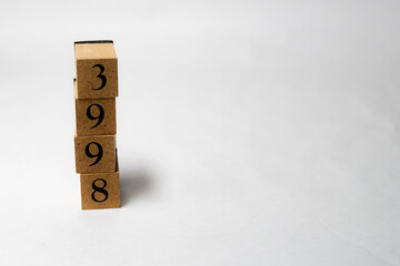 木ブロック　数字　ナンバー　Number　3998