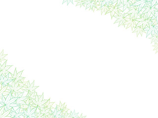 もみじの線画フレーム②ななめ_緑系