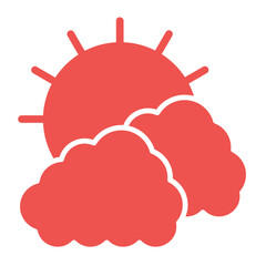 Clouds And Sun Multicolor Glyph Icon