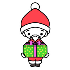 プレゼント箱を持った笑顔の男の子　サンタさん
