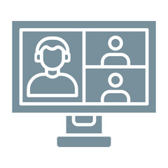 Video Conference Multicolor Glyph Icon