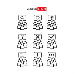 set of business icons, teamwork, working, meeting, management, people, with different expression