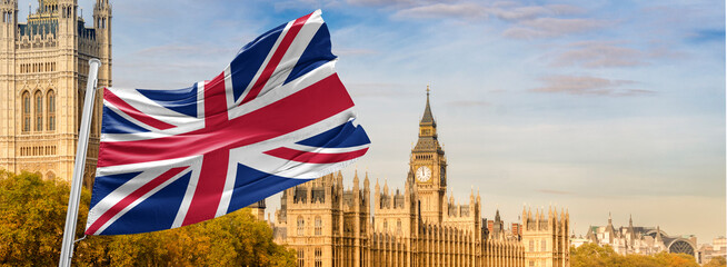 union jack flag on a post