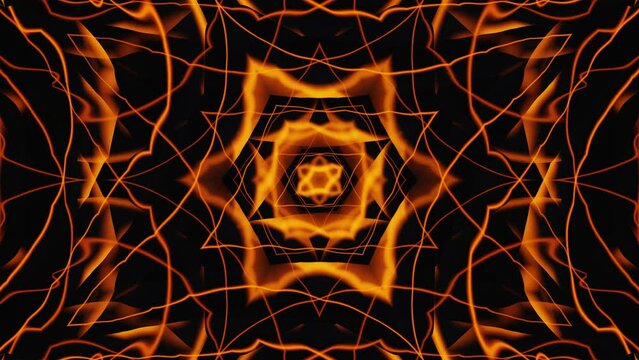 Abstract orange neon pentagramm vj loop animation