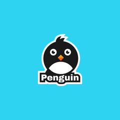 Vector Logo Illustration Penguin Simple Mascot Style.