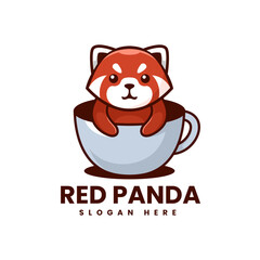 Vector Logo Illustration Red Panda Mascot Cartoon Style.