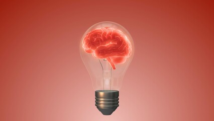 Idea concept of glowing brain inside the bulb