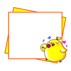 Cute yellow cartoon chick.