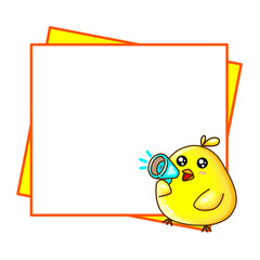 Cute yellow cartoon chick.