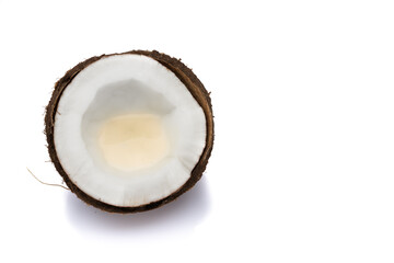 Ripe coconut on white background