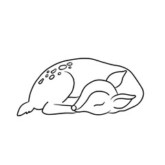 Hand drawn young deer in tribal style. Magic vintage vector illustration in black on white. Children's coloring book. Spiritual art, yoga, boho style, nature and wildlife. T-shirts and tattoos