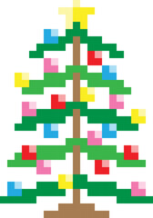 Christmas pixel art on a white background. Pixel art. Vector illustration.