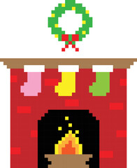 Christmas  icon pixel art vector illustration.