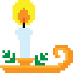 Candle Pixel art. Vector illustration of Christmas pixel art