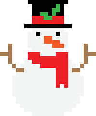 snowman pixel art. vector illustration.