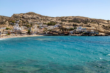 the bay of Matala on the island of Crete (Greece)
