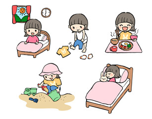 子どもの1日イラストセット