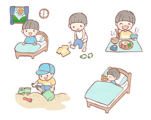 子どもの1日イラストセット