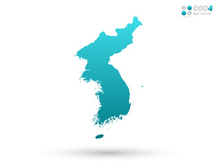 Vector blue gradient of Korea map on white background. Organized in layers for easy editing.